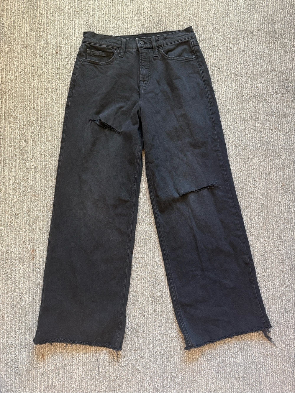 Good American Good Ease Petite Wide Leg Jeans Women’s 4/27 Black High Rise